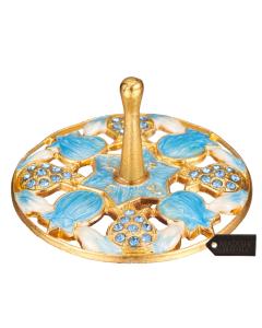 Hand-Painted Blue Pomegranate Spinning Dreidel