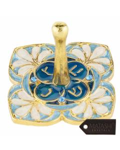 Hand-Painted Blue Floral Spinning Dreidel