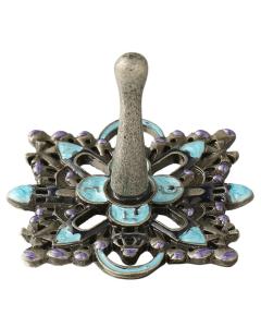 Hand-Painted Blue and Purple Spinning Dreidel
