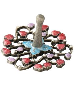 Hand-Painted Red Blue and Purple Spinning Dreidel