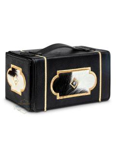 Hard Esrog Bag with Black and White Hair and Gold  Embroidery