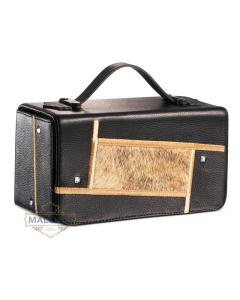 Hard Esrog Bag with Light Brown Hair, Embroidery & Crystals