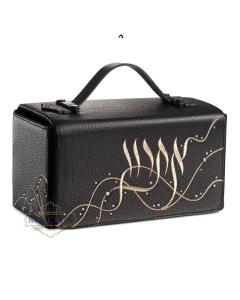Black Hard Esrog Bag with Embroidery & Crystals