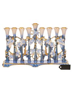 Blue and Ivory Vine Menorah
