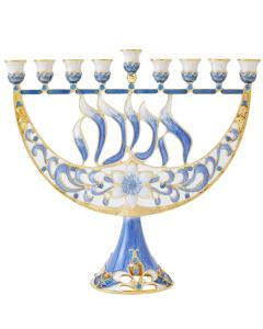 Blue and White Floral Menorah