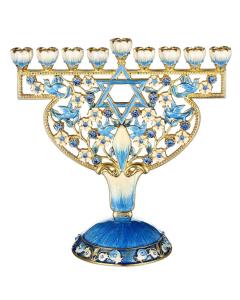 Menorah with Doves & Flowers Design