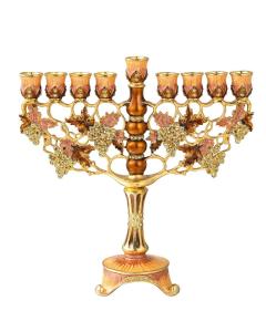Menorah Embellished with Intertwining Vineyard Design