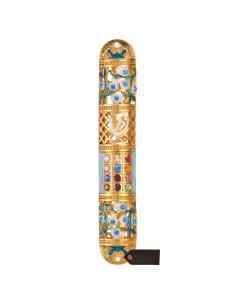 Hand Painted Mezuzah with Crystals and Floral Design