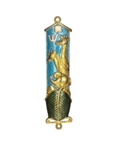 Blue Enamel Noah's Ark Mezuzah