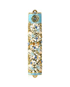 Enamel Mezuzah with a Ivy and Flowers Design