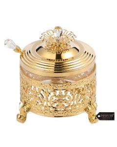 24K Gold Plated Honey Dish with Crystal Studded Spoon