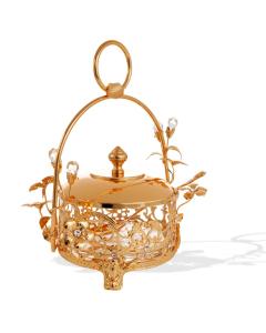 24K Gold Plated Crystal Studded Honey Dish