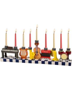 Hand Painted Resin Menorah - Musical Instruments