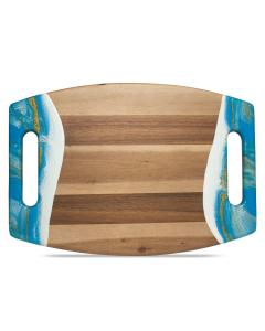 Curved Edge Acacia Presentation Tray (Sky Blue)