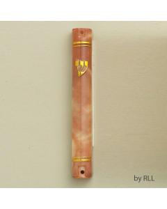 Marbleized Pink Plastic Mezuzah