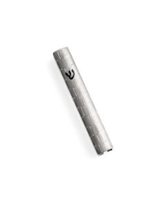 Silver Metal Mezuzah Case - Jerusalem Stone Design
