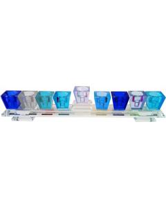 Crystal Menorah - Blue Cube Design