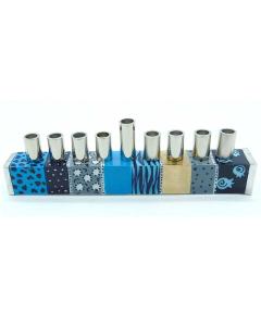 Hadarya Hand Painted Candle Menorah-Blue Colors