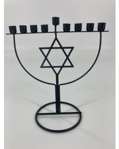 Metal Candle Chanukah Menorah - Black