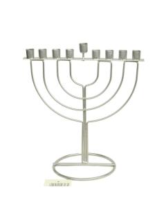 Metal Candle Chanukah Menorah - Silver