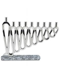Elegant Aluminum Squiggles Menorah with Marble Decal Base