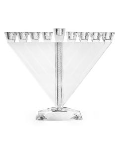 Crystal Triangle Menorah w/ Stones - Silver