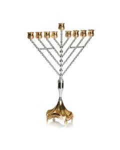 Silverplated Menorah - Gold Design - Chabad 19" Tall