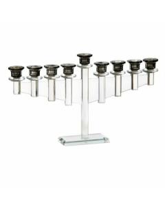 Large Crystal Menorah w/ Gray Cups 11"h