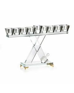 Crystal Menorah w/ Gold Feet-14"x8"h