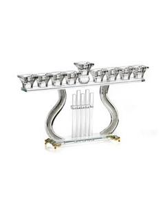 Crystal Menorah w/ Crushed Glass-Gold