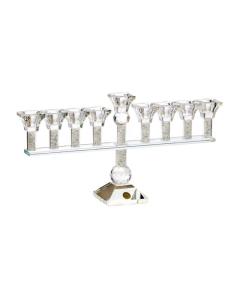 Crystal Menorah with Crushed Glass
