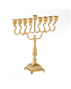 Gold Plated Menorah for Candles - Square Design
