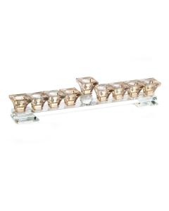 Crystal Clear Strip Gold Cups Menorah