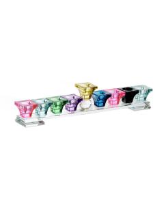 Crystal Clear Strip Colored Cups Menorah