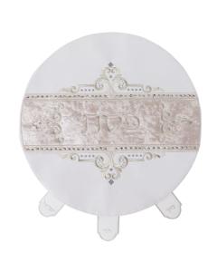 Velvet Stripe Faux Leather Matzah Cover with Crystals