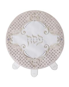 Beige Crystal Studded Faux Leather Matzah Cover