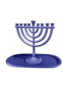 Menorah And Tray Set Blue