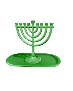 Menorah And Tray Set Green