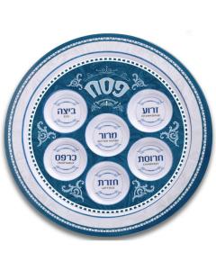 Melamine Seder Plate - Blue & White Design