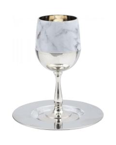 Marble & Nickel Plated Kiddush Cup & Tray