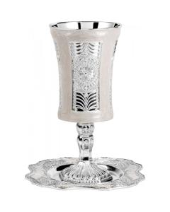 Marble & Silver Plated Tall Kiddush Cup (7oz)