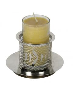 Metal Yartzeit Candle Holder - Silver