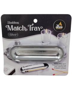 Metal Shabbos Match Tray (Silver)
