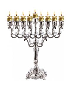 Silver Plated Oil Menorah 10'' H