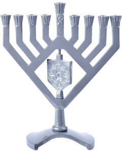 Spinning Dreidel Menorah - Gray