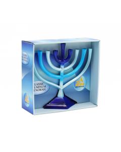 Aluminum Menorah Blue 10"