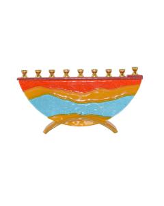 Hand Crafted Glass Menorah "Desert Miracles"