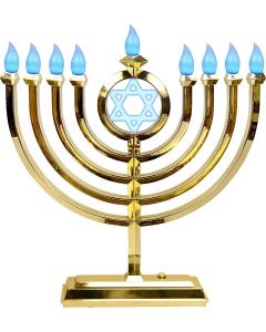 LED Electric Chanukah Menorah with Remote - Gold