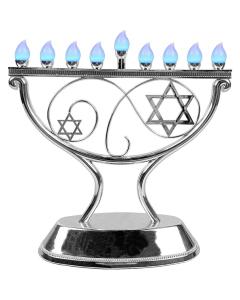 Whimsical Silver LED Menorah with Remote Control