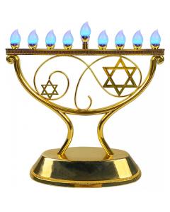 Whimsical LED Gold Menorah with Remote Control